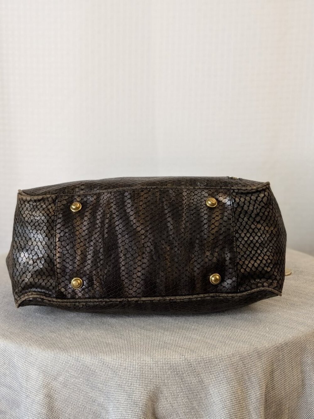 Brahmin Metallic Bronze Embossed Leather Hobo Shoulder Bag Dust Bag - Picture 8 of 12